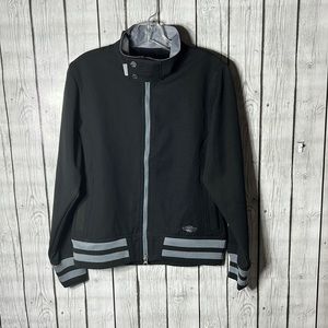 Sims Black cuff hem ribbed Full Zip Varsity jacket size medium